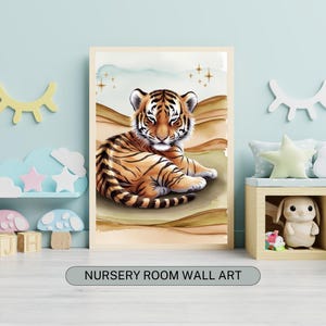Tiger Kinderzimmer Druck: Boho Tier Illustration (Digitaler Download