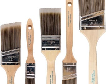 Pro Grade 5 Piece Paint Brush Set Flat and Angle Brushes for Walls