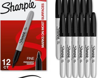 Sharpie Permanent Markers Fine Tip Black 12 Count – Quick Drying, Fade Resistant Office
