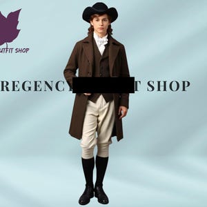 Men’s Regency Coat Complete Outfit | 19th Century Gentleman’s Tailcoat | Historical Regency Era Men’s Dress