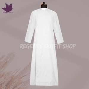 Men&#39;s White Clergy Cassock Robe – Anglican B Coat for Priests & Church Fathers | Custom Cassock Clerical Outfit | Vestment Robe Coat