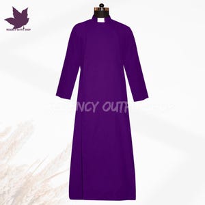 Men&#39;s Purple Clergy Cassock Robe – Anglican B Coat for Priests & Church Fathers | Custom Clerical Outfit | Men’s Cassock Vestment Robe Coat