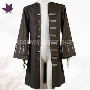 Pirate Brown Wool Jacket with Vest – Pirate Coat Tail Frock 18th Century Military Costume – Colonial Gentleman Formal Outfit | Frock Coats
