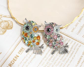 Kristallen uilbroche – witgouden sprankelende vogelspeld, elegant cadeau voor haar, statement sieraden, SihooJewelry, CY138C