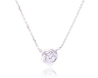 Silver 925 1 Carat Cubic Zirconia Necklace – Minimalist Solitaire Pendant Gift for Her, SihooJewelry, SS165N