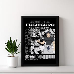 Toji Jujutsu Kaisen Anime Poster Print, JJK Manga Retro Artwork Japanese Wall Hanging Home Decor, Gojo Geto, Minimalist Gift for Anime Fan