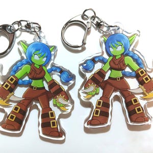 Chaveiro acrílico Skylanders Stealth Elf (dupla face, 2,5", face frontal em epóxi)