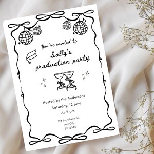 Hand Drawn Graduation Invite, Scribble Graduation Party Invitation Template