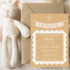 Cielito Lindo Baptism Invitation; Talavera Baptism Invitation Template; Editable Mexican Theme Invite