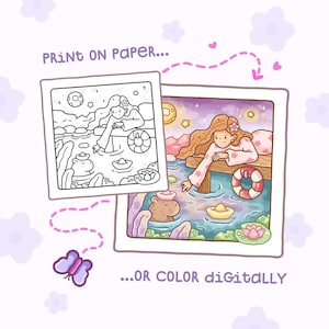 Hobby Girl: Cute and Cozy Coloring Book | Digital Download | 40 Printable Pages For Teens and Adults | Bold & Easy | Relaxing | PDF + PNG Bild 2