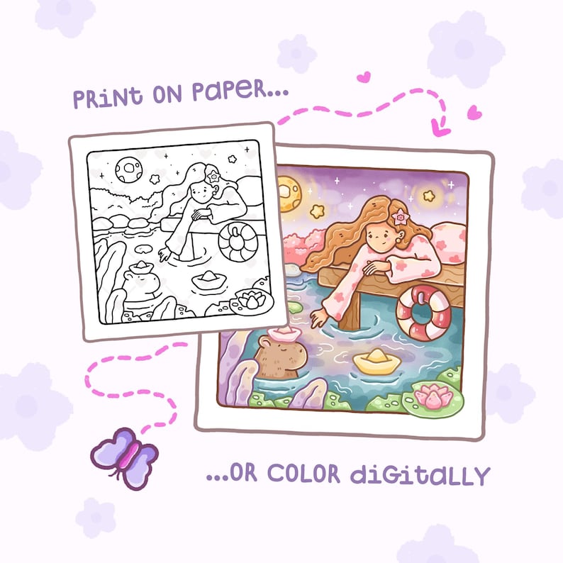 Hobby Girl: Cute and Cozy Coloring Book | Digital Download | 40 Printable Pages For Teens and Adults | Bold & Easy | Relaxing | PDF + PNG Bild 2