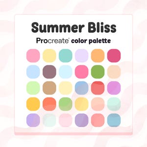 Summer Bliss: Procreate Color Palette For Digital Art & Notes | 30 Swatches + PDF File With Hex Codes | Instant download
