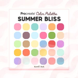 Procreate Color Palette For Digital Coloring & Notes | 30 Bright Summer Colors | Swatch File + Hex Codes | iPad Assett | Instant Download