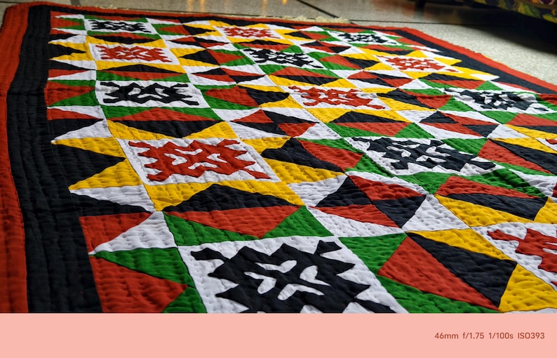 Pakistan Rilli Quilt Handmade Sindhi Ralli Quilt: Pakistani Ethnic Throw, Bohemian Wall ...