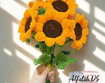 Sunflower Pipe Cleaner DIY Kit - 321pcs Chenille Stems - Handmade Sunflower Craft Kit - DIY Flower Project - Great Gift & Home Decor