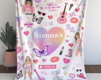 Manta personalizada con nombre para niños, manta personalizada Singer, manta a medida, decoración para habitación de niña, manta decorativa