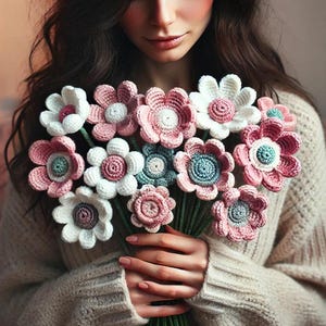 Easter Flower Bouquet Crochet Pattern, Beginner Friendly Flower Crochet, Flower Crochet Template, Flower Bouquet Crochet Template