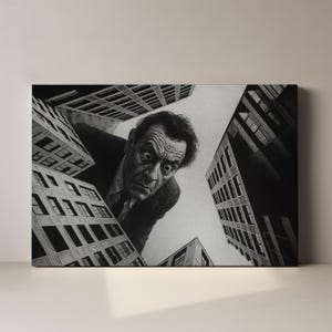 Oeuvre d&#39;art murale surréaliste, décoration d&#39;intérieur moderne, cadeau unique, impression artistique, pièce marquante, oeuvre d&#39;art en noir et blanc