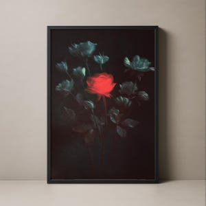Elegant Floral Art Poster with Wooden Frame, Romantic Wall Decor, Vintage Home Decoration, Gift for Her, Unique Art Print