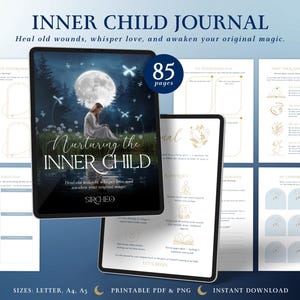 Healing Your Inner Child Journal, Printable Mental Health Journal, Anxiety Worksheet, Self Love Affirmations, Digital Journal Workbook,