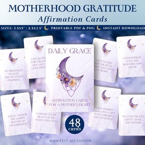 Printable Gratitude Affirmation Cards for Moms | 48 Gentle, Uplifting Cards for Daily Reflection & Mindful Motherhood