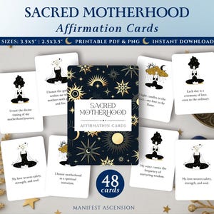 Sacred Motherhood Affirmation Cards, Mystical Affirmation Cards Positive Self Care for Mothers, Spiritual Digital Journal, New Mom Mama Gift