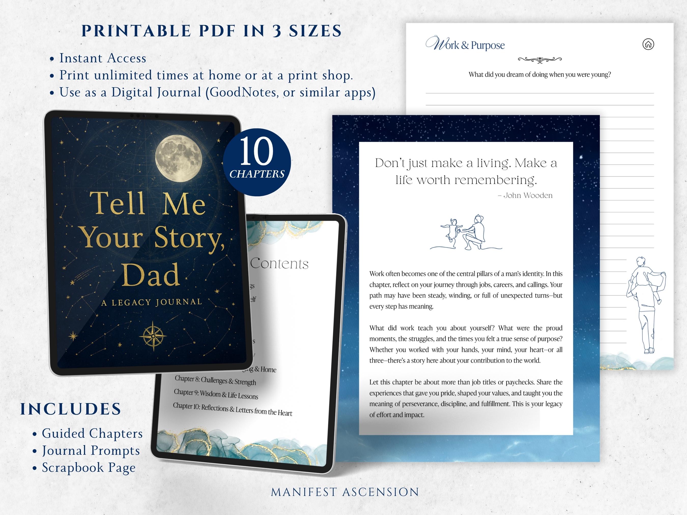 Dad Legacy Program Tell Me Your Story Dad Legacy Journal | Guided Memory Book (printable ...
