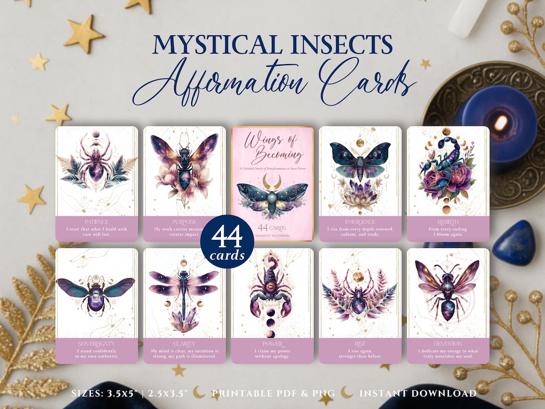 Insect Ritual Card Mystical Insects Oracle Deck | Celestial Affirmation Cards (printable ...