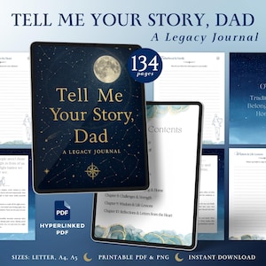 Tell Me Your Story Dad Printable Journal, Fathers Day Gifts, Father Legacy Journal, Guided Memory Book for Grandfather, Gift from Children