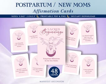 Postpartum Affirmation Cards for New Moms: Printable Self-Care (GoodNotes Stickers)