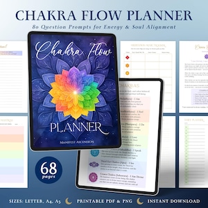 Chakraflödesplanerare | Arbetsbok för energijusteringsmeditation (utskrivbar PDF)