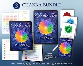 Chakra Healing Planner, Journal, Affirmation Cards (Digital Download)