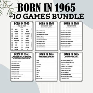 60th birthday Party Games Bundle |  Printable Party Games For Adults | Born in 1965 Games | 60th Birthday Games | Fun Printable Games