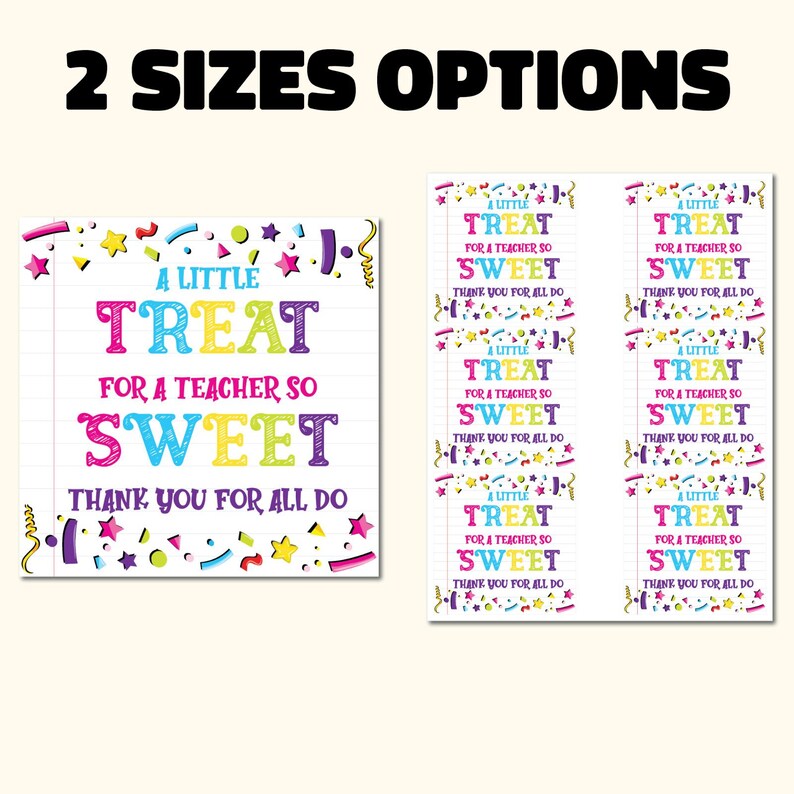 Teacher Appreciation Gift Tag: Sweet Treat Printable (digital Download ...