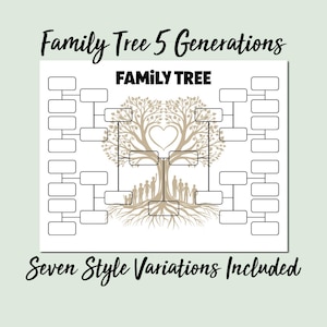 Family Tree Template 5 Generation, Familienstammbaum Vorlage zum Ausdrucken, Familien Reunion Geschenke, Ahnentafel, Ahnentafel