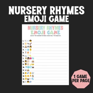 Nursery Rhymes Emoji Game | Baby Emoji Game | Baby Shower Emoji Game | Emoji Nursery Rhymes Game | Emoji Nursery Rhymes Printable