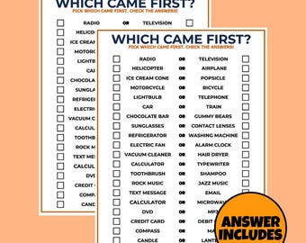 Juego de trivia "¿Qué fue primero?": Divertido cuestionario para la familia y la oficina (Descarga PDF)
