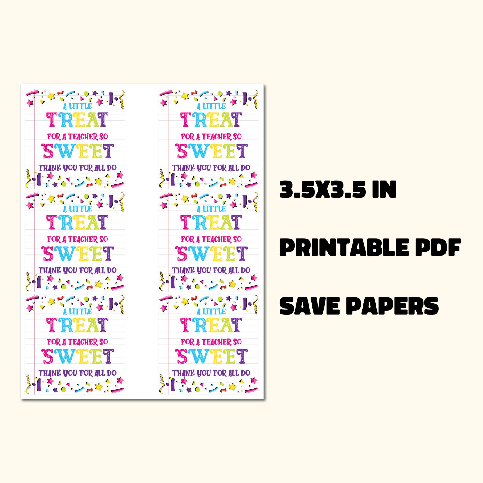 Teacher Appreciation Gift Tag: Sweet Treat Printable (digital Download ...
