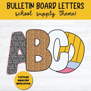 School Supply Alphabet Bulletin Board Letters: Classroom Decor (PDF Download