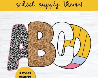 School Supply Alphabet Bulletin Board Letters: Classroom Decor (PDF Download