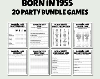 70th Birthday Party Games: Born in 1955 Nostalgia (Printable)