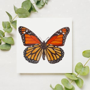 Carte de voeux vierge avec papillon monarque à partir d'une oeuvre d'art aquarelle originale de l'artiste Jerri Rose