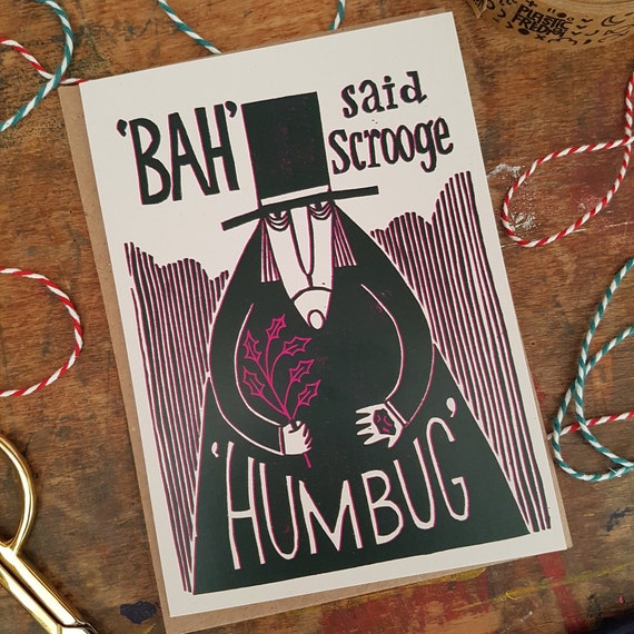Scrooge Bah Humbug Anti-Christmas card: 100% recycled card | A Christmas Carol