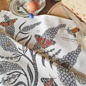 British Moths & Butterflies 100% organic cotton tea towel
