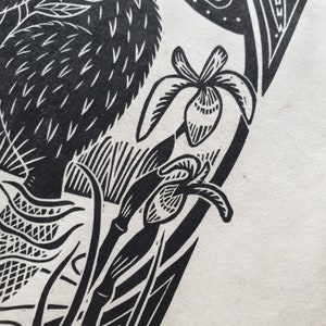 The Beast of Dean III Original Linocut Print on Handmade Lokta Paper ...