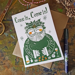 Ghost of Christmas Present recycled greetings card 7x5" A Christmas Carol