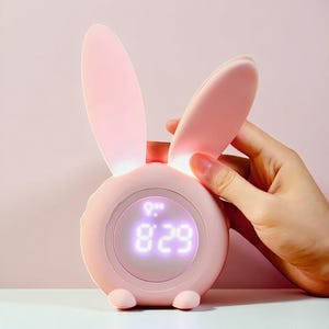 Reloj despertador digital con dibujos animados para niños: reloj de mesa de silicona con luz nocturna y temporizador, decoración del hogar, regalo de cabecera.
