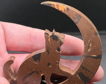 Hand made home decors cat moon brown  jasper