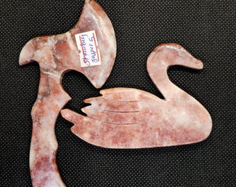 Carved hand made home decor strawberry jasper oxe 50 Gram  & duck 56.53 Gram