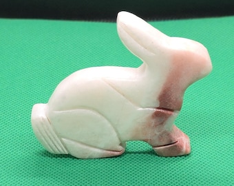 Hand made home decor  strawberry jasper rabbit carved